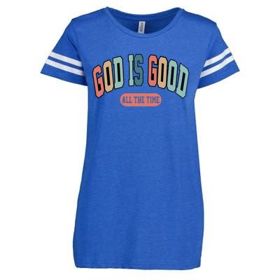 God Is Good All The Time Christian Religious Enza Ladies Jersey Football T-Shirt