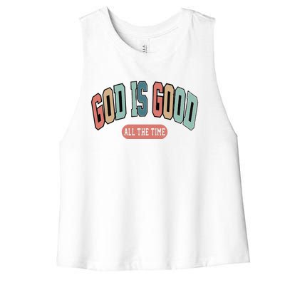 God Is Good All The Time Christian Religious Women's Racerback Cropped Tank