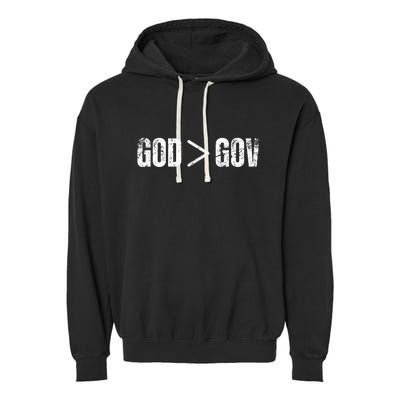 God Is Greater Than Gov Vintage Distressed Anti Government Garment-Dyed Fleece Hoodie