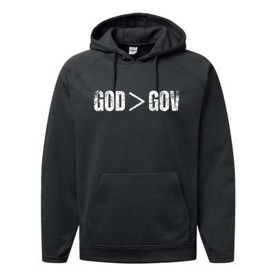 God Is Greater Than Gov Vintage Distressed Anti Government Performance Fleece Hoodie