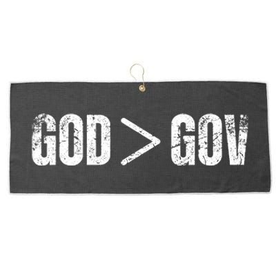 God Is Greater Than Gov Vintage Distressed Anti Government Large Microfiber Waffle Golf Towel