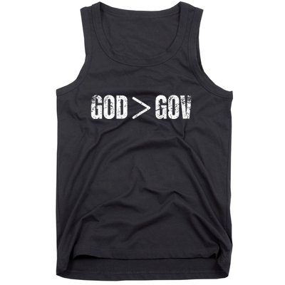 God Is Greater Than Gov Vintage Distressed Anti Government Tank Top