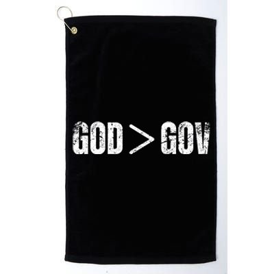 God Is Greater Than Gov Vintage Distressed Anti Government Platinum Collection Golf Towel