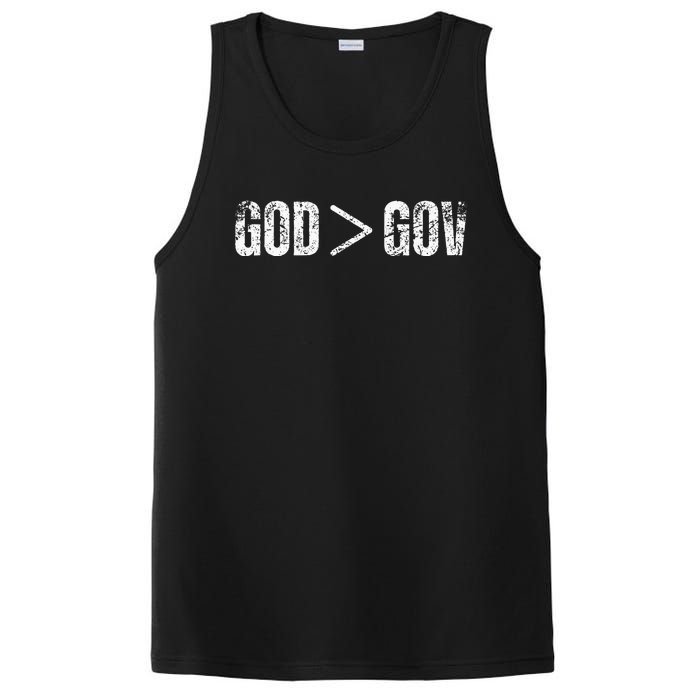 God Is Greater Than Gov Vintage Distressed Anti Government PosiCharge Competitor Tank