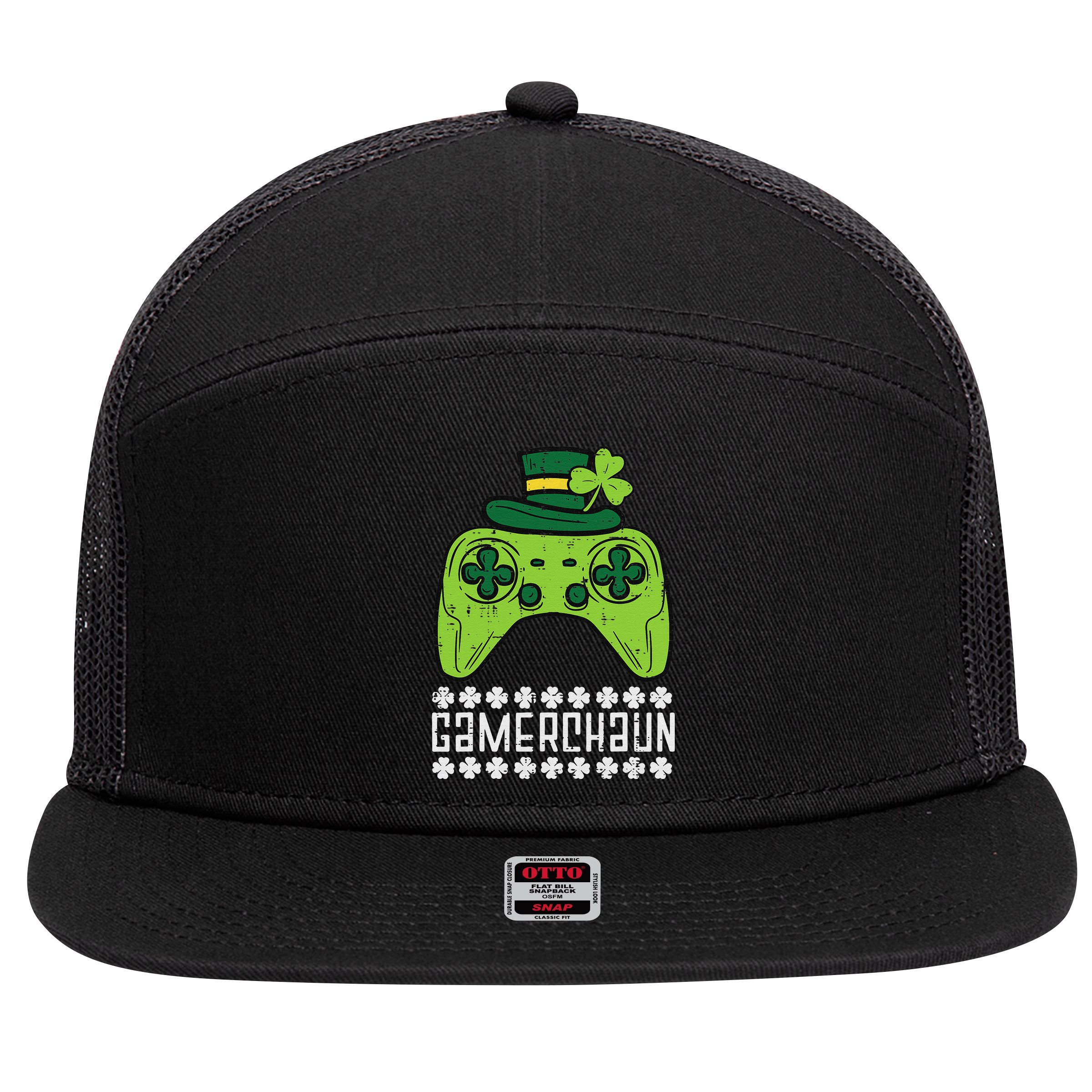 Gamerchaun Irish Gamer Paddys St Patrick Day 7 Panel Mesh Trucker Snapback Hat