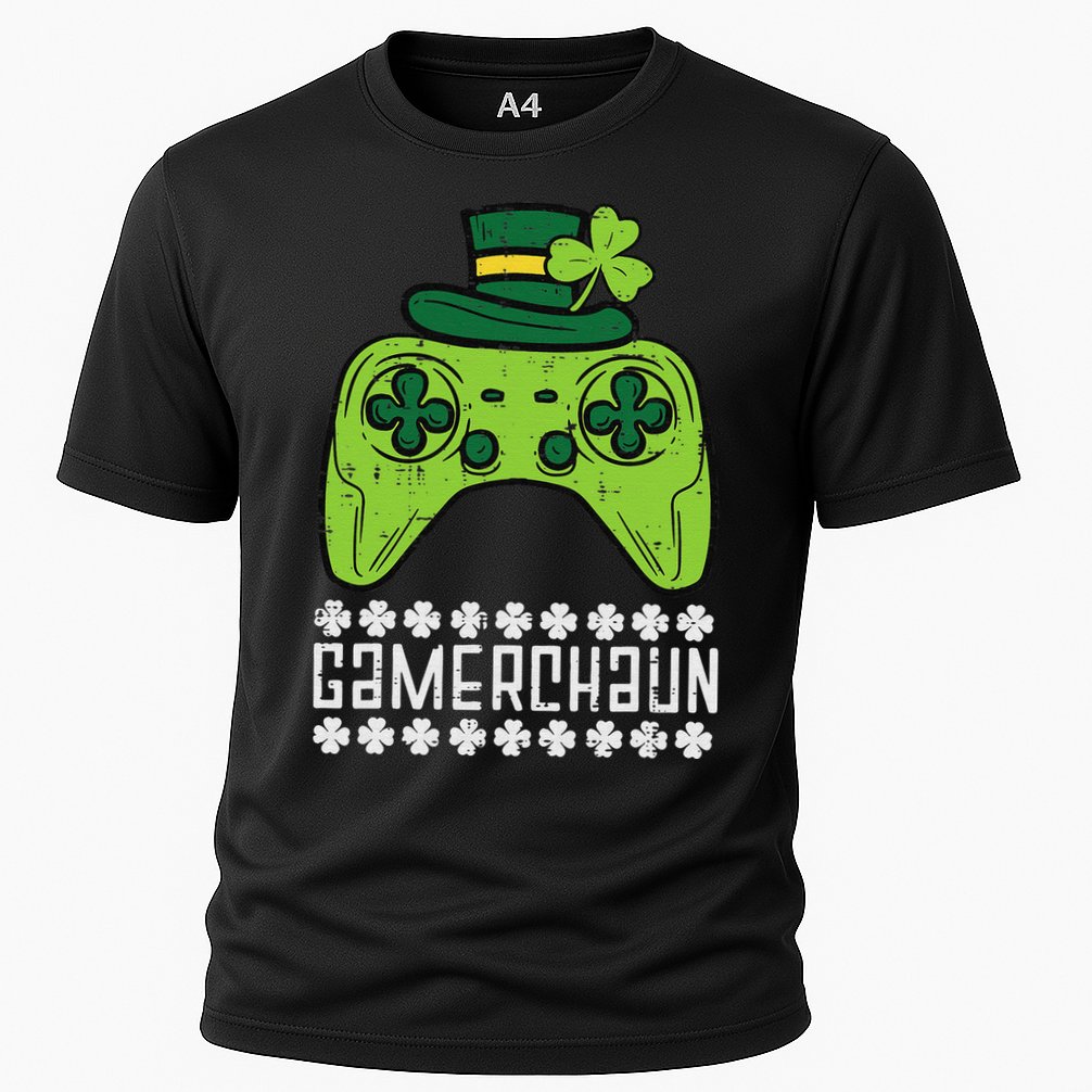 Gamerchaun Irish Gamer Paddys St Patrick Day Cooling Performance Crew T-Shirt