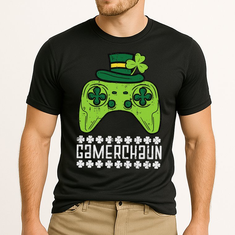 Gamerchaun Irish Gamer Paddys St Patrick Day Cooling Performance Crew T-Shirt