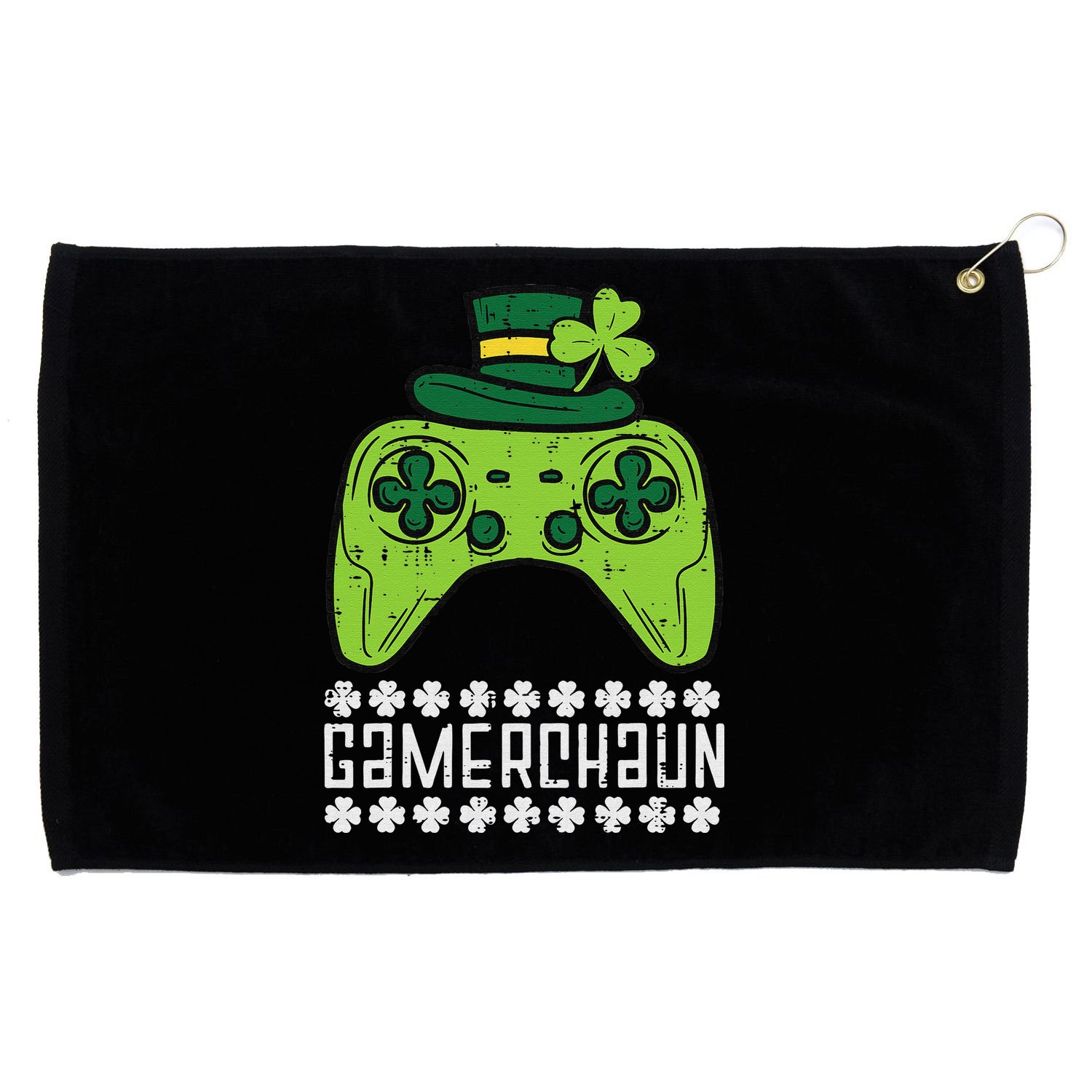 Gamerchaun Irish Gamer Paddys St Patrick Day Grommeted Golf Towel