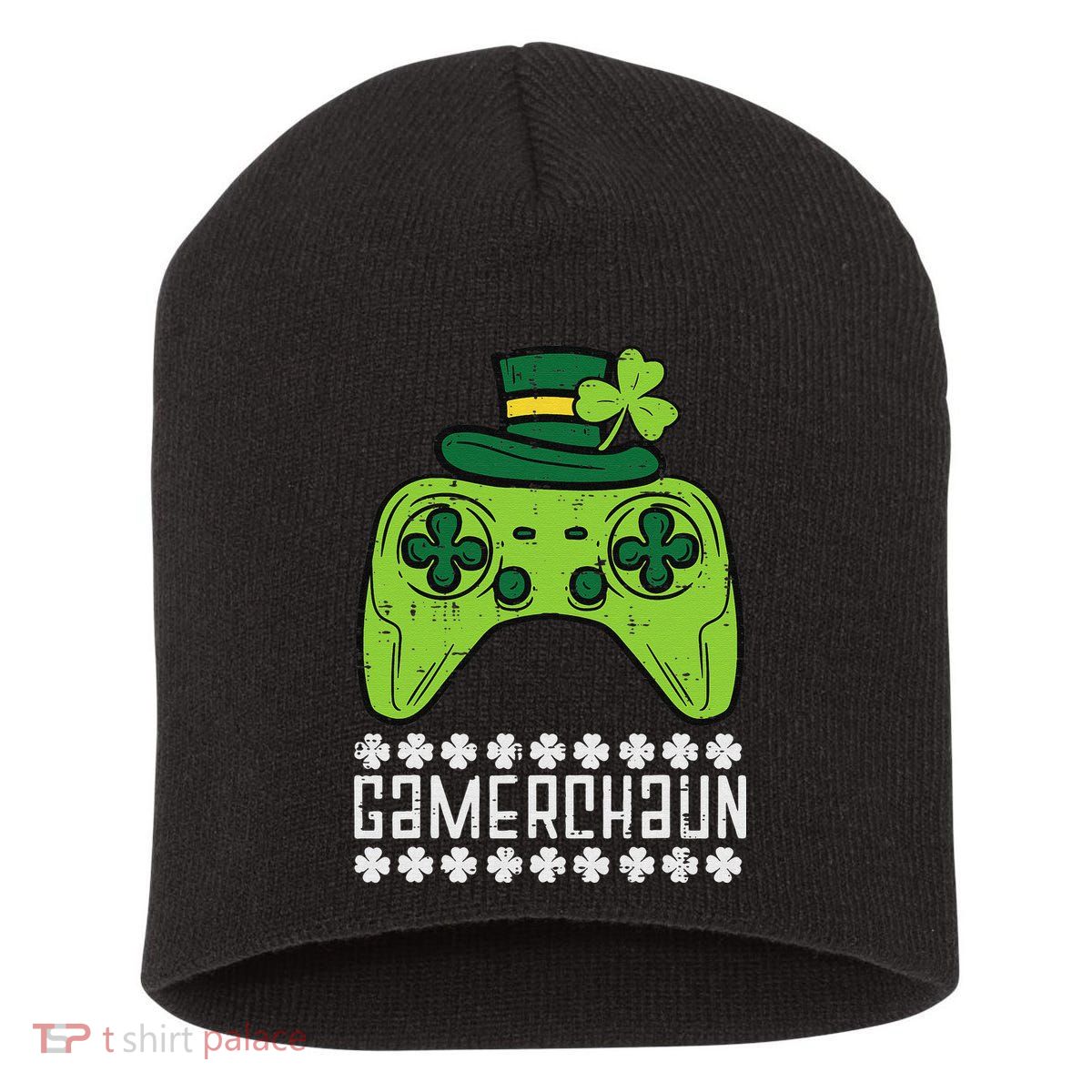 Gamerchaun Irish Gamer Paddys St Patrick Day Short Acrylic Beanie
