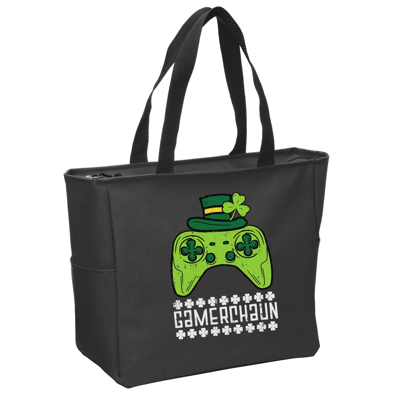 Gamerchaun Irish Gamer Paddys St Patrick Day Zip Tote Bag
