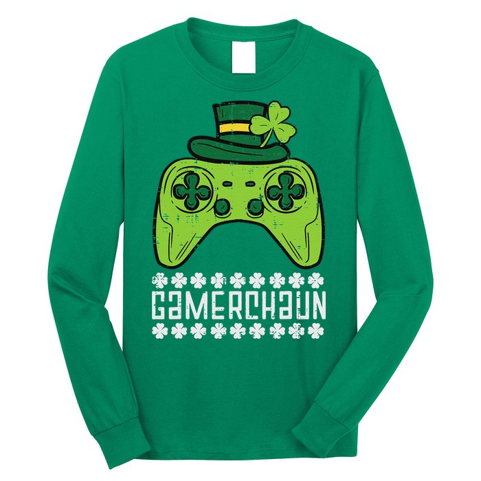 Gamerchaun Irish Gamer Paddys St Patrick Day Long Sleeve Shirt