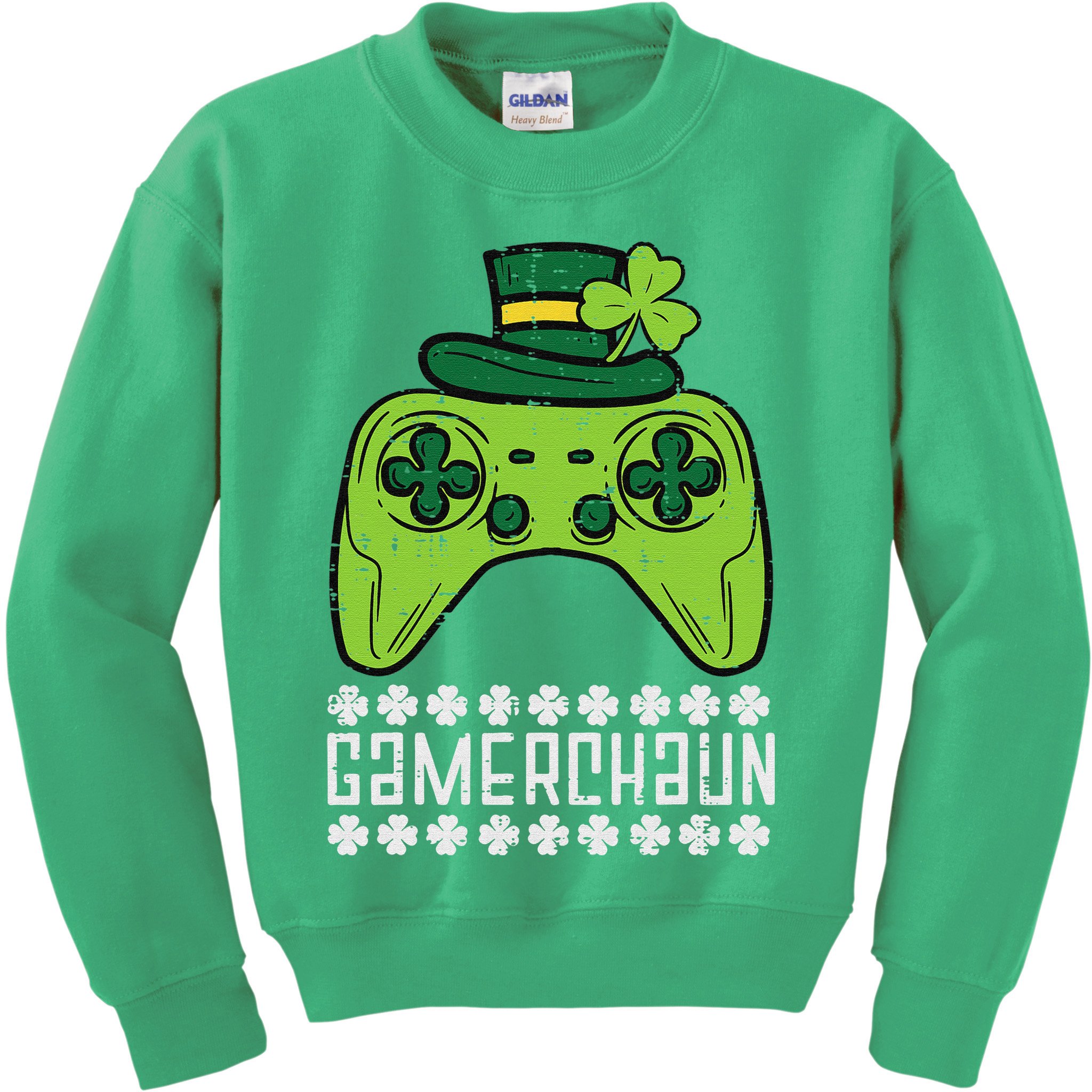 Gamerchaun Irish Gamer Paddys St Patrick Day Kids Sweatshirt