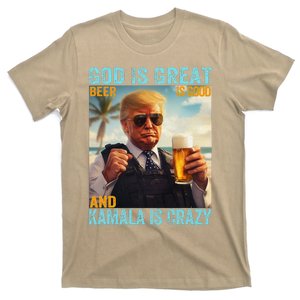 God Is Great Beer Is Good And Kamala Are Crazy Funny Trump T-Shirt