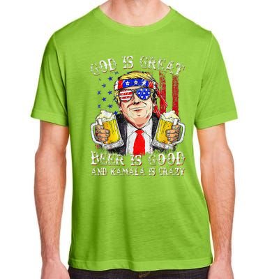 God Is Great Beer Is Good And Kamala Are Crazy Funny Trump Adult ChromaSoft Performance T-Shirt