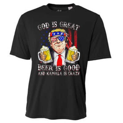 God Is Great Beer Is Good And Kamala Are Crazy Funny Trump Cooling Performance Crew T-Shirt