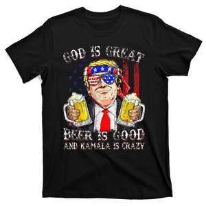 God Is Great Beer Is Good And Kamala Are Crazy Funny Trump T-Shirt