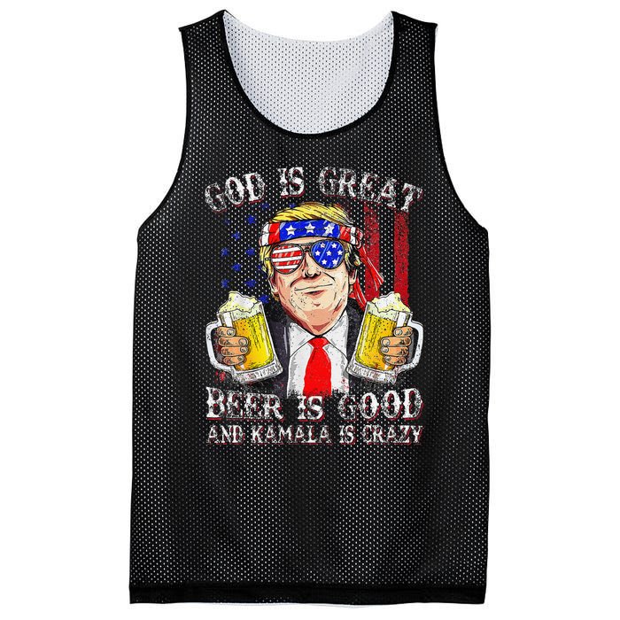 God Is Great Beer Is Good And Kamala Are Crazy Funny Trump Mesh Reversible Basketball Jersey Tank