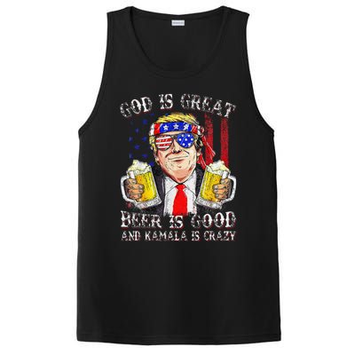 God Is Great Beer Is Good And Kamala Are Crazy Funny Trump PosiCharge Competitor Tank