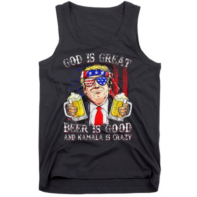 God Is Great Beer Is Good And Kamala Are Crazy Funny Trump Tank Top