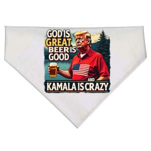 God Is Great Beer Is Good And Kamala Are Crazy Funny Trump USA-Made Doggie Bandana