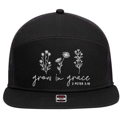 Grow In Grace Christian Easter Day 7 Panel Mesh Trucker Snapback Hat