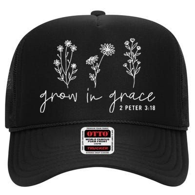 Grow In Grace Christian Easter Day High Crown Mesh Back Trucker Hat