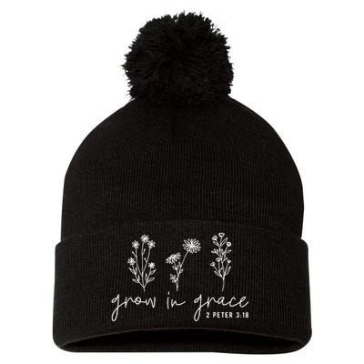 Grow In Grace Christian Easter Day Pom Pom 12in Knit Beanie