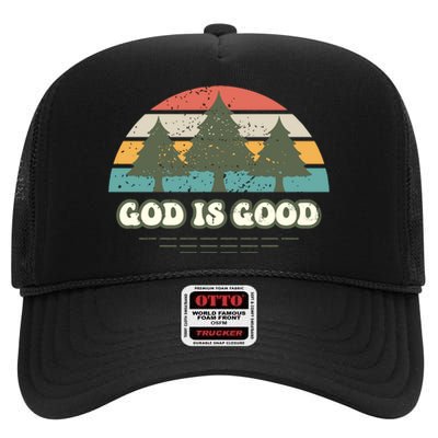 God Is Good High Crown Mesh Back Trucker Hat