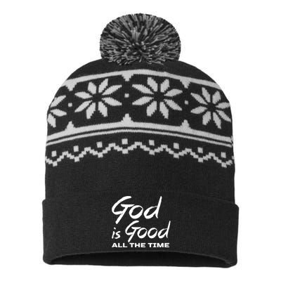 God Is Good All The Time Funny Christian USA-Made Snowflake Beanie