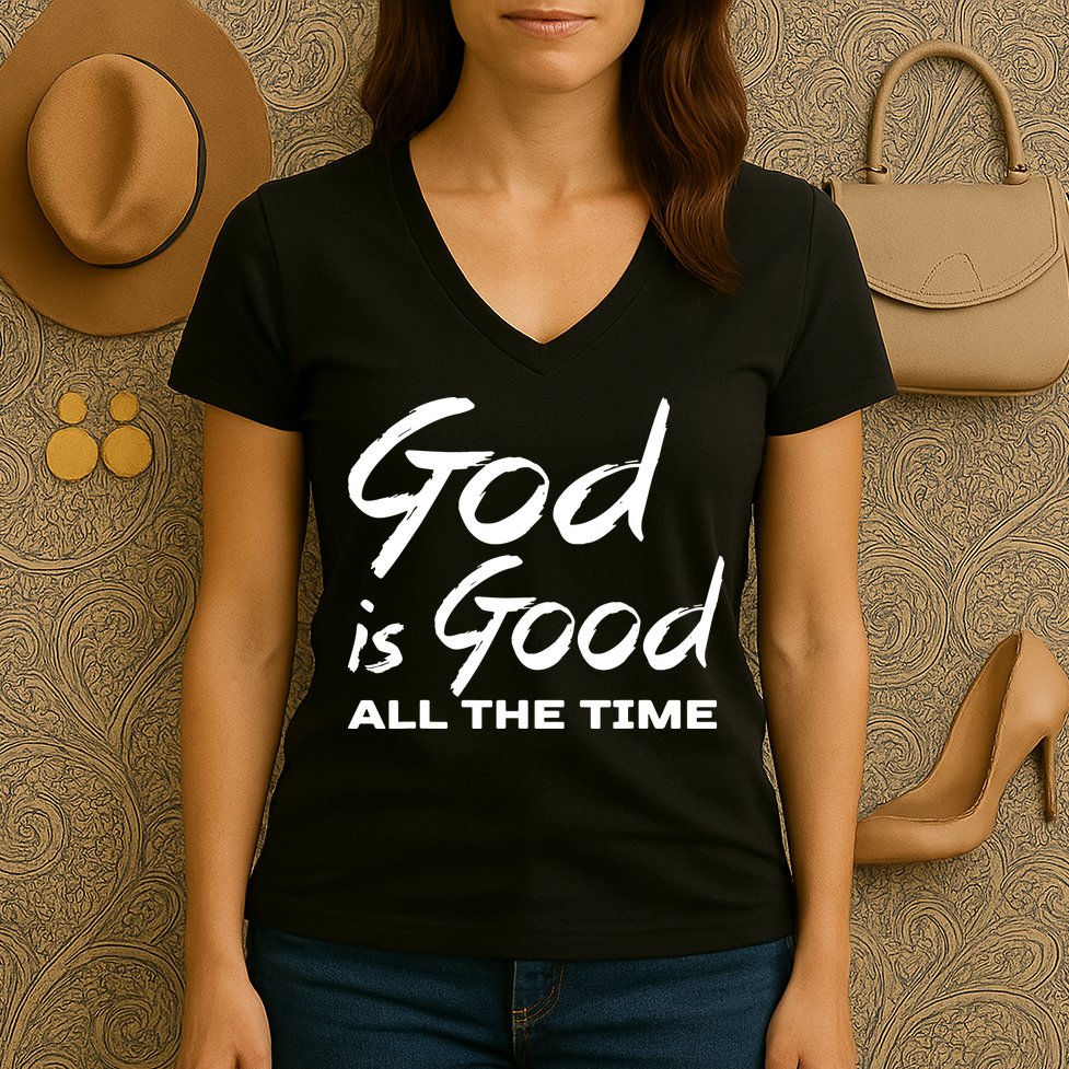 God Is Good All The Time Funny Christian Women's V-Neck T-Shirt