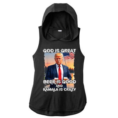 God Is Great Beer Is Good And Kamala Are Crazy Ladies PosiCharge Tri-Blend Wicking Draft Hoodie Tank