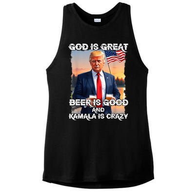 God Is Great Beer Is Good And Kamala Are Crazy Ladies PosiCharge Tri-Blend Wicking Tank