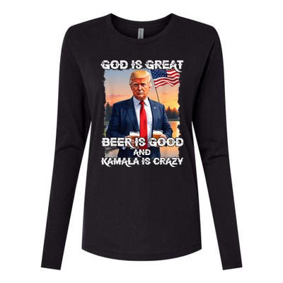 God Is Great Beer Is Good And Kamala Are Crazy Womens Cotton Relaxed Long Sleeve T-Shirt