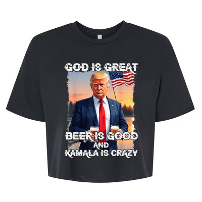 God Is Great Beer Is Good And Kamala Are Crazy Bella+Canvas Jersey Crop Tee