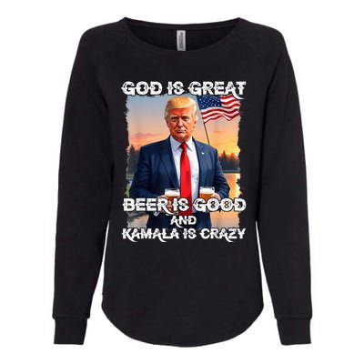 God Is Great Beer Is Good And Kamala Are Crazy Womens California Wash Sweatshirt