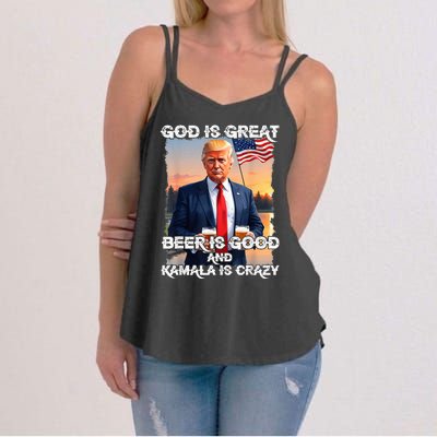 God Is Great Beer Is Good And Kamala Are Crazy Women's Strappy Tank