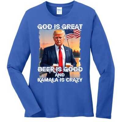 God Is Great Beer Is Good And Kamala Are Crazy Ladies Long Sleeve Shirt