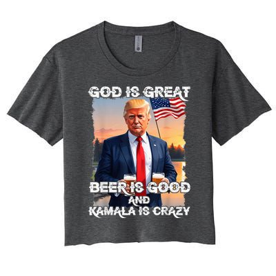 God Is Great Beer Is Good And Kamala Are Crazy Women's Crop Top Tee