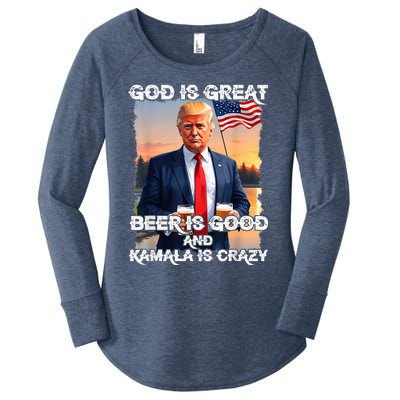 God Is Great Beer Is Good And Kamala Are Crazy Women's Perfect Tri Tunic Long Sleeve Shirt