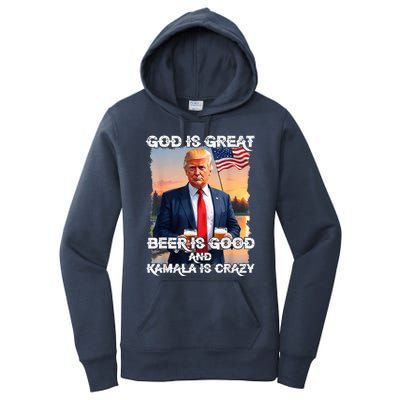 God Is Great Beer Is Good And Kamala Are Crazy Women's Pullover Hoodie