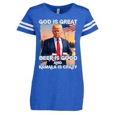 God Is Great Beer Is Good And Kamala Are Crazy Enza Ladies Jersey Football T-Shirt