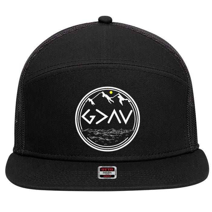 God Is Greater Than HIghs And Lows Disciple And Christian 7 Panel Mesh Trucker Snapback Hat