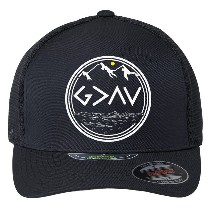 God Is Greater Than HIghs And Lows Disciple And Christian Flexfit Unipanel Trucker Cap