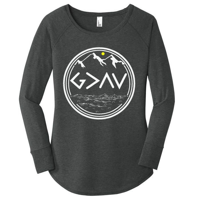 God Is Greater Than HIghs And Lows Disciple And Christian Women's Perfect Tri Tunic Long Sleeve Shirt