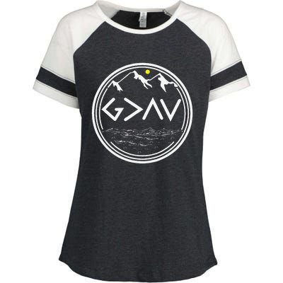 God Is Greater Than HIghs And Lows Disciple And Christian Enza Ladies Jersey Colorblock Tee