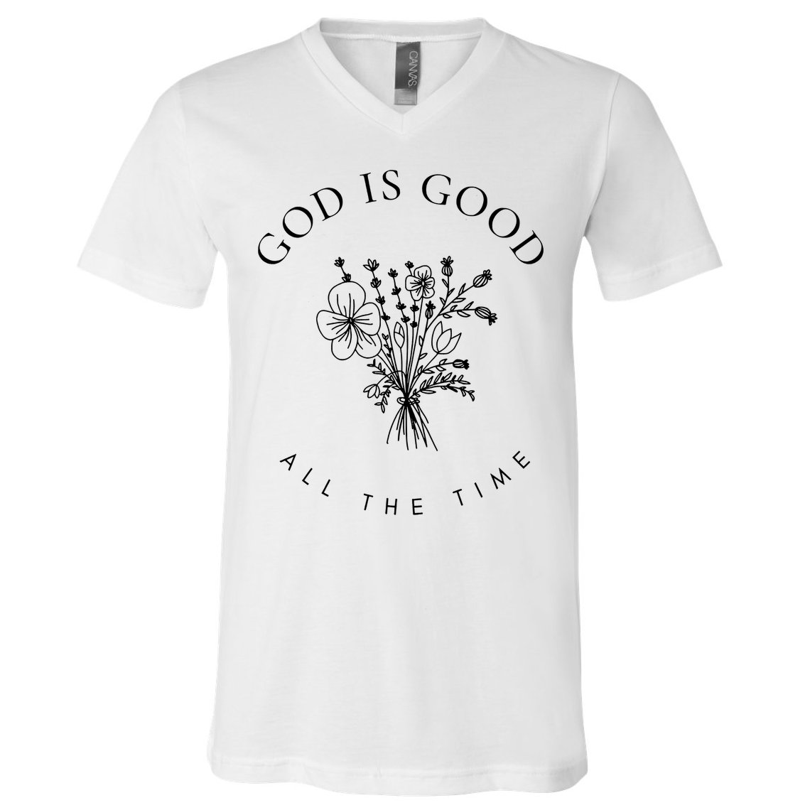 God Is Good All The Time  Wildflowers Christian  Bible Verse Hoodie, Religious Faith V-Neck T-Shirt