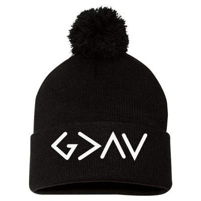 God Is Greater Than HIghs And Lows Disciple And Christian Pom Pom 12in Knit Beanie