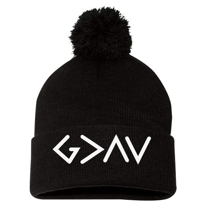 God Is Greater Than HIghs And Lows Disciple And Christian Pom Pom 12in Knit Beanie