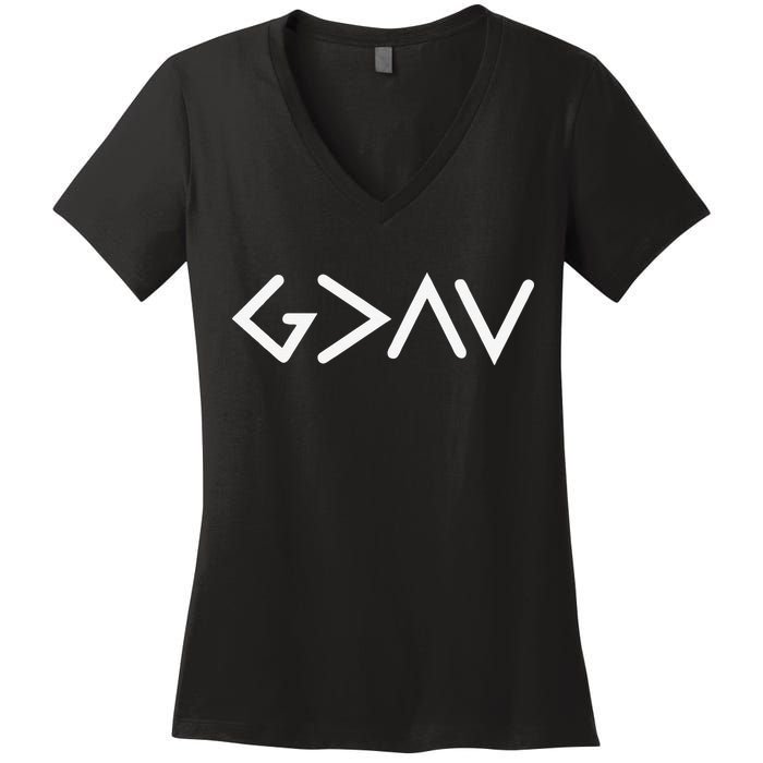 God Is Greater Than HIghs And Lows Disciple And Christian Women's V-Neck T-Shirt