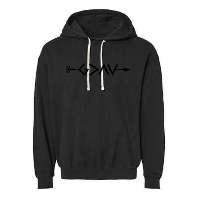 God Is Greater Than The Highs And Lows Arrow Christian Design Garment-Dyed Fleece Hoodie